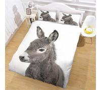 Donkey Super King Size Duvet Cover Sets Farm Animals Bedding Soft Breathable Microfiber 3D Quilt Covers 260x220 cm with Zipper Closure and 2 Pillowcases b-2987