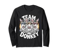 Donkey Team Funny Cartoon HEE-Haw Farm Birthday Party Long Sleeve T-Shirt