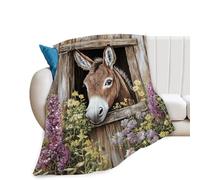 Donkey Throw Blanket Ultra Soft Warm Flannel Fleece Farmhouse Blanket - Lightweight Fuzzy Decor Gifts for Donkey Lovers, Women, Men, Girls, Boys - 50"x40"