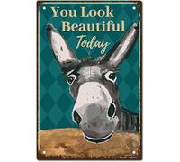 Donkey Vintage Tin Signs You Look Beautiful Today Retro Garage Tin Plaques Garage Signs Men Decor Accessories for Wall Kitchen Coffee Bar Home Bathroom Vintage Sign Gifts 6x8 Inch