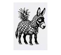 'Donkey Wearing Pineapple Costume' Temporary Tattoo - Water Resistant, Skin-Safe, Non-Toxic Transfer (TO00081303)