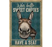 Donkey Why Hello Sweet Cheeks Have A Seat Funny Poster Garage Wall Decor Metal Sign Poster 8x12 inch