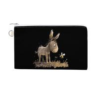 Donkey with A Bee Canvas Coin Pouch Wallet Slim Purse Card Holder