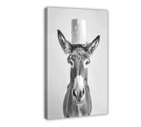 Donkey With A Toilet Paper Roll on The Head,able Bathroom, Funny Bathroomt, Vintage Animal Photo, Donkey Humor AI Canvas Poster Wall Art Decor Print Picture Paintings for Living Room Bedroom Decoratio