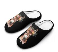 Donkey with Flower Men's Cotton Slippers Memory Foam Warm House Shoes for Indoor Outdoor 9-10（42-43）
