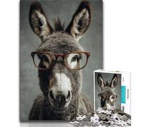 Donkey with Glasses 1000 Piece Jigsaw Puzzle for Adults And Teenagers,Fun Games Every Piece Is Unique - Challenging Family Fun Game (75x50cm)