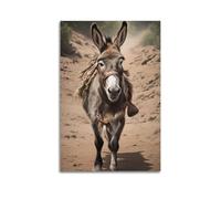 Donkey with Harness Rustic Country Road Vintage Landscape Nature Artwork Poster Decorative Canvas Family Bedroom Artwork Picture Painting 16x24inch(40x60cm)