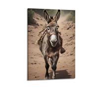 Donkey with Harness Rustic Country Road Vintage Landscape Nature Artwork Poster Decorative Canvas Family Bedroom Artwork Picture Painting 24x36inch(60x90cm)