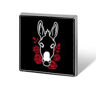 Donkey with Rose Custom Lapel Pin Square Brooch Tie Hat Suit Dress Gifts for Women Men Wedding Birthday