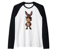Donkey with Sunglasses House Donkey Riding Cute Donkey Raglan Baseball Tee