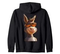 Donkey with Sunglasses House Donkey Riding Cute Donkey Zip Hoodie