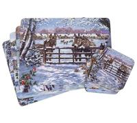 Donkeys Christmas Dinner Matching Placemats & Coasters - Set of 4