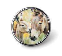 Donkeys Kiss Round Pin Brooch Badge Button Stylish Aluminum Decorative for Clothes Backpacks Hats