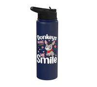 Donkeys Make Me Smile Cute Donkey Farm Lover Stainless Steel Insulated Water Bottle