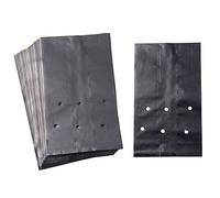 Donkivvy 100 Pcs Thickened Plastic Nursery Bags, Plant Grow Bags with Breathable Holes, Black Polythene Plant Pots Plant Grow Bags for Plants Fruit Flowers, 17x30cm