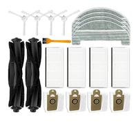 Donkivvy 19 Pcs Main Side Brush Filter Mop Cloth Kit for Ultenic for T10 Robot Vacuums, 2 Main Roller Brush, 4 HEPA Filters, 4 Side Brushes, 4 Mop Cloths, 4 Dust Bags, 1 Cleaning Brush