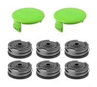 Donkivvy 8 Pcs Replacement Trimmer Spools Fit for Greenworks G40LT G40LTK2 G40LTK2X 2101507UA 40V Grass Trimmer, 6 Double Line Spools and 2 Spool Covers