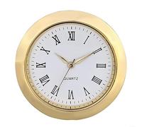 Donkivvy for MINI Clock Insert 1 7/16" (36mm) Round Quartz Movement for MINIature Clock Fit Up White Face Gold Tone for BEZEL Roman Numerals(A)