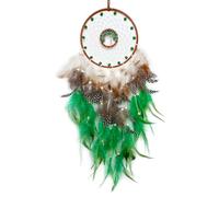 Donko Green Dream Catcher Wall Decor Crystal Tree of Life Dream Catchers Handmade Feather Dreamcatcher Wall Hanging Ornament for Bedroom Living Room Home Decor