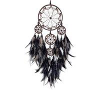 Donko Large Dream Catcher Wall Decor Black Dream Catchers with Wooden Bead Handmade Feather Dreamcatcher Wall Hanging Ornament for Bedroom Living Room Home Decor