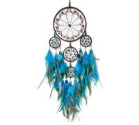 Donko Large Dream Catcher Wall Decor Blue Dream Catchers with Wooden Bead Handmade Feather Dreamcatcher Wall Hanging Ornament for Bedroom Living Room Home Decor