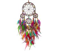 Donko Large Dream Catcher Wall Decor Colorful Dream Catchers with Wooden Bead Handmade Feather Dreamcatcher Wall Hanging Ornament for Bedroom Living Room Home Decor