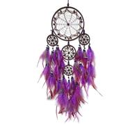 Donko Large Dream Catcher Wall Decor Purple Dream Catchers with Wooden Bead Handmade Feather Dreamcatcher Wall Hanging Ornament for Bedroom Living Room Home Decor