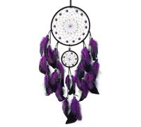 Donko Purple and Black Dream Catcher Wall Decor Feather Dream Catchers with Luminous Bead Handmade Dreamcatcher Wall Hanging Ornament for Bedroom Living Room Home Decor