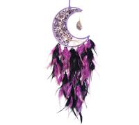 Donko Purple and Black Moon Tree of Life Dream Catcher with Stone Pendant