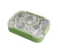 Donkoy 304 Stainless Steel Lunch Box with 4 Compartments 1000 ml, You Can Store Different Foods Separately, Stainless Steel Tin, Ideal for All Ages: Perfect for Adults (Green