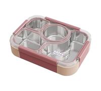 Donkoy 304 Stainless Steel Lunch Box with 4 Compartments 1100 ml, You Can Store Different Foods Separately, Stainless Steel Tin, Ideal for All Ages: Perfect for Adults (Pink)