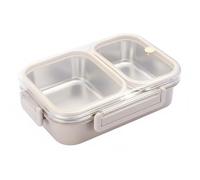 Donkoy Metal Lunch Box with 2 Dividers - Breakfast Box and Food Box Made of 304 Stainless Steel 900 ml for School, Office and Travel, Stainless Steel Tin, Ideal for All Ages (1, White, 900 ml)