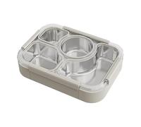 Donkoy Metal Lunch Box with Dividers - Breakfast Box and Food Box Made of 304 Stainless Steel 1000 ml for School, Office and Travel Stainless Steel Canister Ideal for All Ages (1000 ml White)