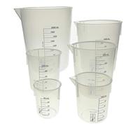 DONLAB BKI-06T1 6PCS Set of 50ml,100ml,250ml,500ml,1000ml,2000ml Plastic Beaker Polypropylene Beaker Set Screen Print Graduated,