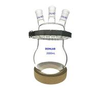 DONLAB CDM2000T1 2000ml 3-Neck Open Cover Round Reaction Kettle Flask with Three 24/40 Ground Glass Joints with Clamp