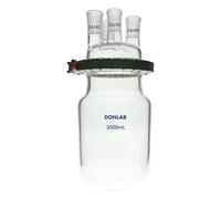 DONLAB CDO3000T2 24/40 Joint Four-Neck Cylindrical Reaction Kettle Flask with Cover and Clamp 3000ml/3L Capacity