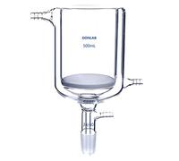 DONLAB EEN0500 500mL Jacket Filter Funnel, Medium Frit, Glass Buchner Funnel with 24/40 Joint, Vacuum Hose Connection