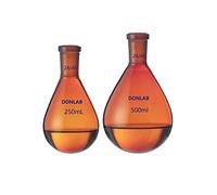 DONLAB FLK-05A-25 ASTM STD Amber Glass 25ml 24/40 Joint Recovery Flask Heavy Wall Single Neck Round Bottom Evaporating Flask