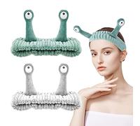 DonLeeving 2 PACK Coral Microfiber Fleece Hairband - Spa Headband with Palm and Snail Design for Face Washing, Makeup, Shower, Sports, Beauty, Skincare - Unisex-Adults, Female, 2 Count