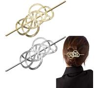 DonLeeving 2 Pcs Hollow Hair Stick Barrette Vintage Celtic Hair Clips Norse Celtic Women Hair Accessories (Gold, Silver)