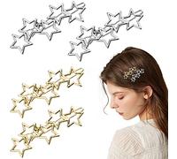DonLeeving 4 Pcs Hollow Star Hair Clips Metal Hair Barrettes Bobby Pin Hairpin Wedding Hair Accessories for Ladies Women Girls