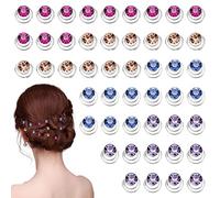 DonLeeving 48 Pieces Rhinestones Hair Spirals Clips Wedding Bridal Shiny Rhinestone Crystal Metal Spiral Twist Hairpins Swirl Twists Coils Accessories, Blue,Red,Rose,Purple