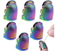 DonLeeving 6 Pcs Sewing Thimble Metal Dazzle Gold Sewing Thimble Finger Protector, Accessories DIY Sewing Tool (Two Size, Dazzle)