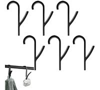 DonLeeving 6 Pieces Bath Hook Holder Plastic Heated Towel Rail Radiator Hooks Tubular Bath Hook Holders Crook Grab (Black)
