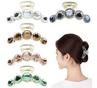 DonLeeving Clear Gold Blue Brown Octopus Crystal Gems Glitter Sparkly Plastic Hair Claw Clips Clutcher Crab Jaw Barrettes Grips Clamps Clasps Buns Twist Up Accessories, 5 Count (Pack of 1)