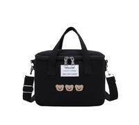 Donloise Kawaii Lunch Bag Cute Bears Lunch Box Reusable Thermal Cooler Lunch Tote Bag for Back to School Supplies (Black)