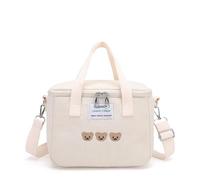 Donloise Kawaii Lunch Bag Cute Bears Lunch Box Reusable Thermal Cooler Lunch Tote Bag for Back to School Supplies (White)