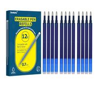 Donluhu Refills for Pilot FriXion [Set of 12], Blue/Black, Erasable Refills for Pilot FriXion Pens, Replacement Refill for Gel Pen, Erasable, Compatible with Pilot FriXion Ball & Clicker [0.7 mm]