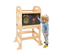 Donmills Toddler Learning Tower, Nursery Standing Tower, Kitchen Wooden Kids Step Stool, Child Stool Helper Tower for Toddlers 1-3 with Chalkboard with Safety Rail