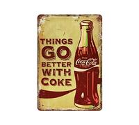 DONMYER Retro Coke Coca Cola Metal Sign Tin Sign Wall Art Poster Wall Sign Vintage Metal Tin Sign for Bar Cafe Club Man Cave Garage Wall Plate Wall Decor Gifts 8x12 inches